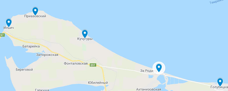 побережье азовского моря карта для отдыха Россия